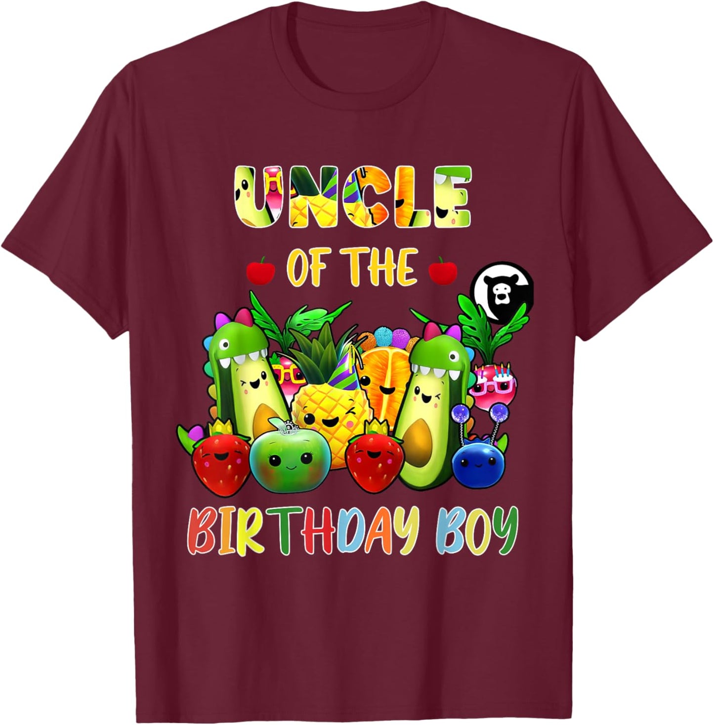 Uncle Of The Birthday Boy Family Fruit Birthday Hey Bear T-Shirt - T-Shirt | Maroon