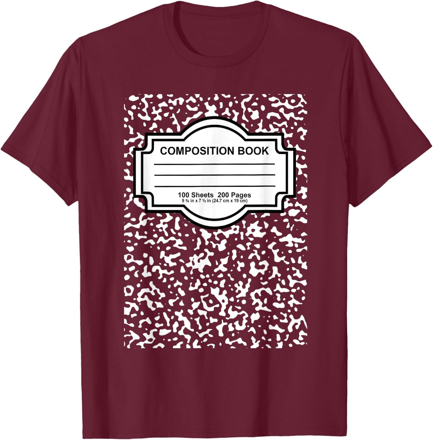 Composition Notebook Costume - Matching Group Halloween T-Shirt - T-Shirt | Maroon