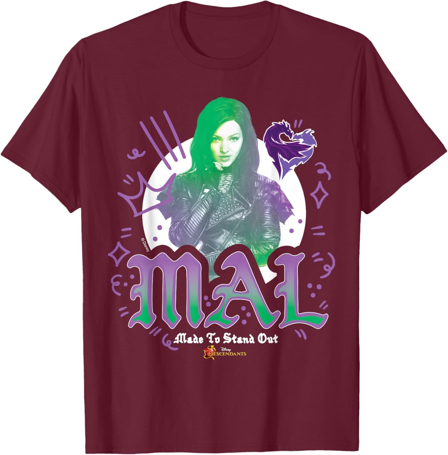 Descendants - Mal Made to Stand Out T-Shirt - T-Shirt | Maroon