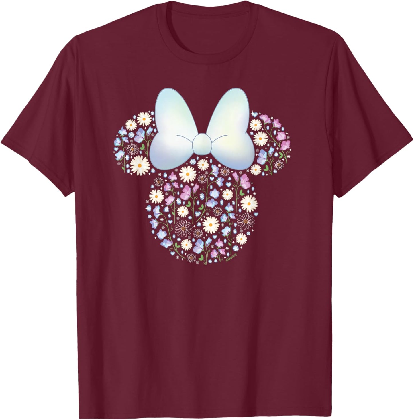 Disney Minnie Mouse April Birth Month Birthstone & Flowers T-Shirt - T-Shirt | Maroon