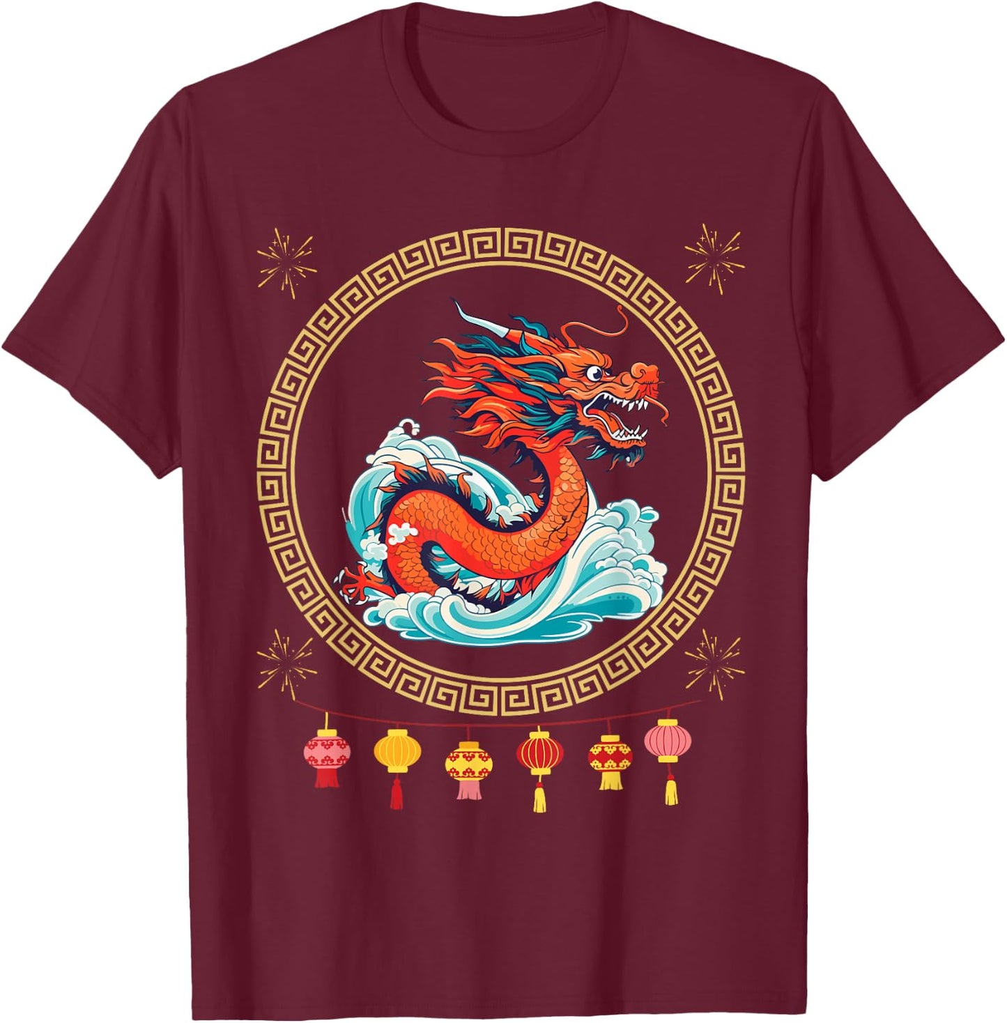 Happy New Year 2025 Year of the Dragon Chinese Zodiac T-Shirt - T-Shirt | Maroon