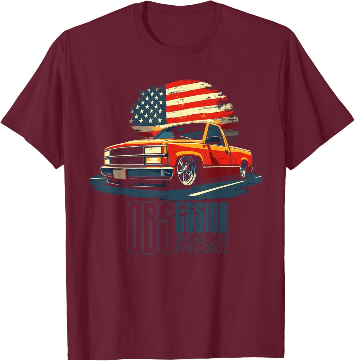 OBS Single Cab Truck Old Body Style 1988-2002 CK Truck T-Shirt - T-Shirt | Maroon