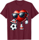 Funny Heart Playing Soccer Valentines Day Boys Kids T-Shirt - T-Shirt | Maroon