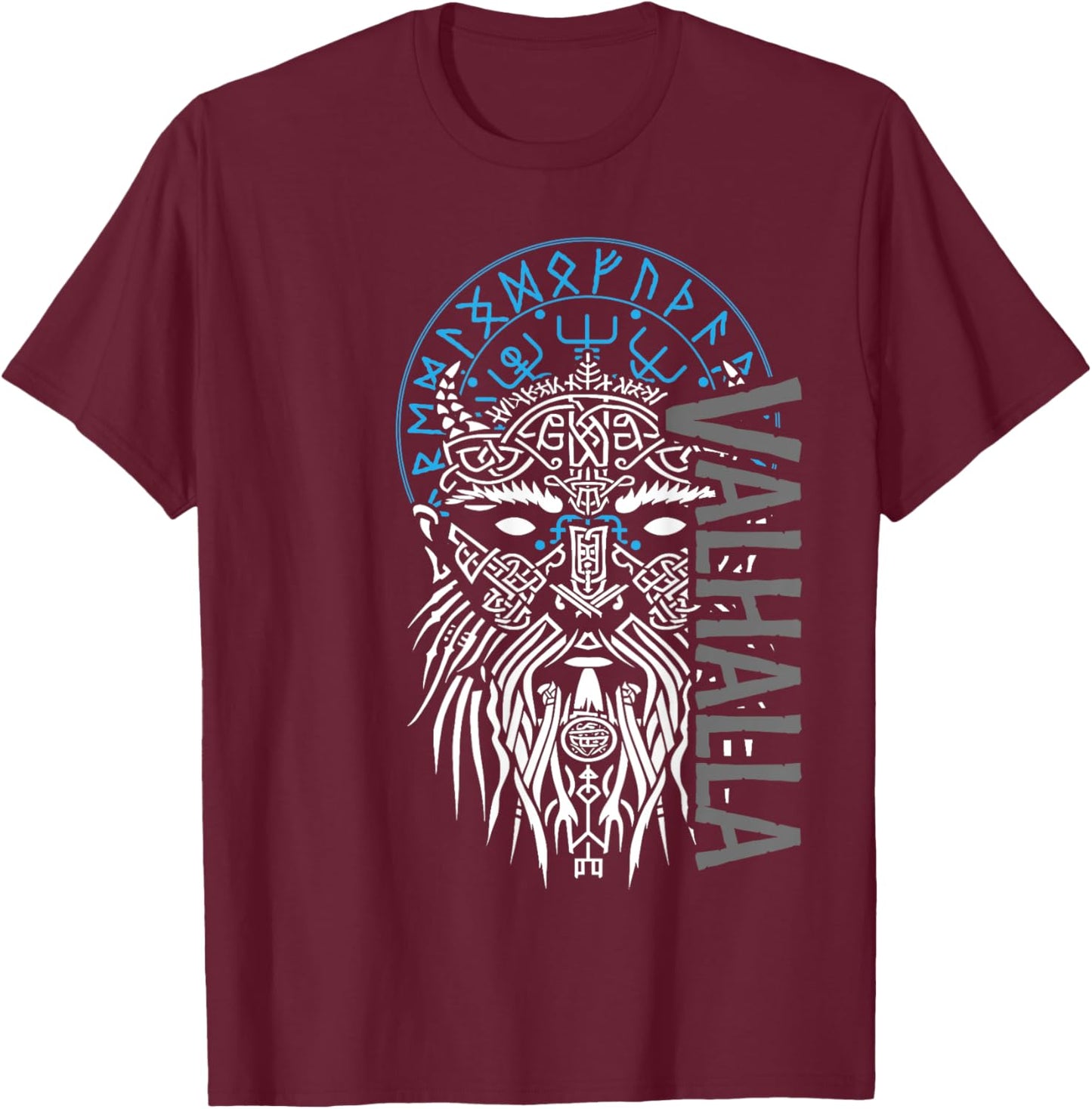 Valhalla & Viking Compass - Odin Design T-Shirt - T-Shirt | Maroon