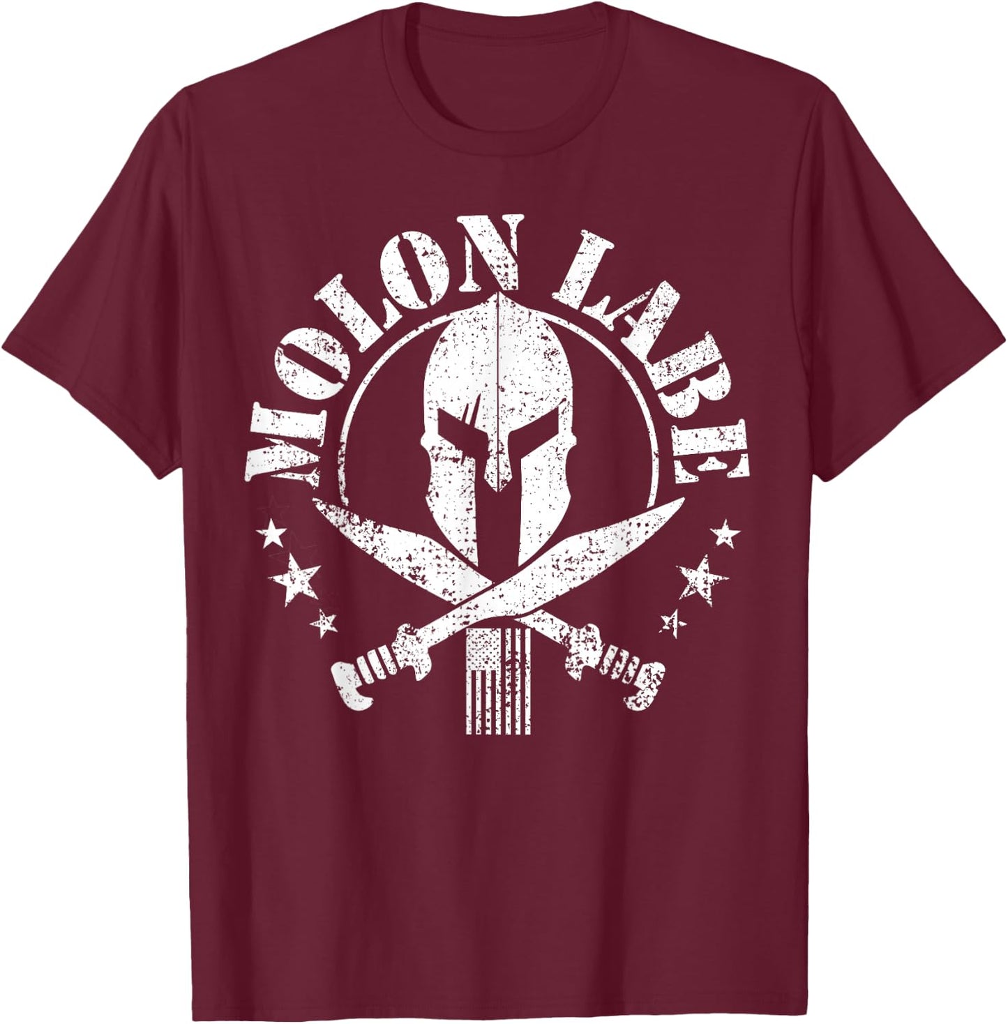 Epic Patriotic American Flag Molon Labe Spartan Military T-Shirt - T-Shirt | Maroon