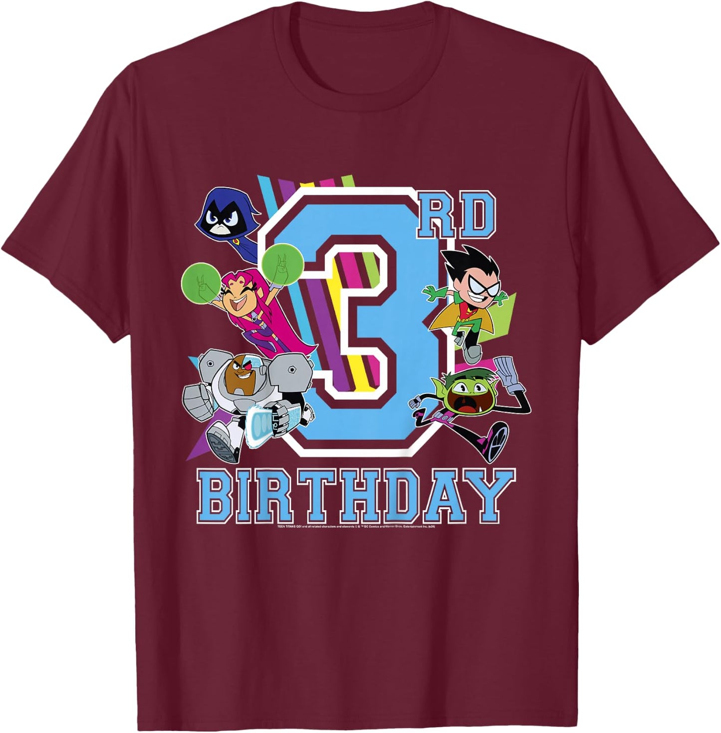 Kids DC Comics Teen Titans Go! 3rd Birthday T-Shirt - T-Shirt | Maroon