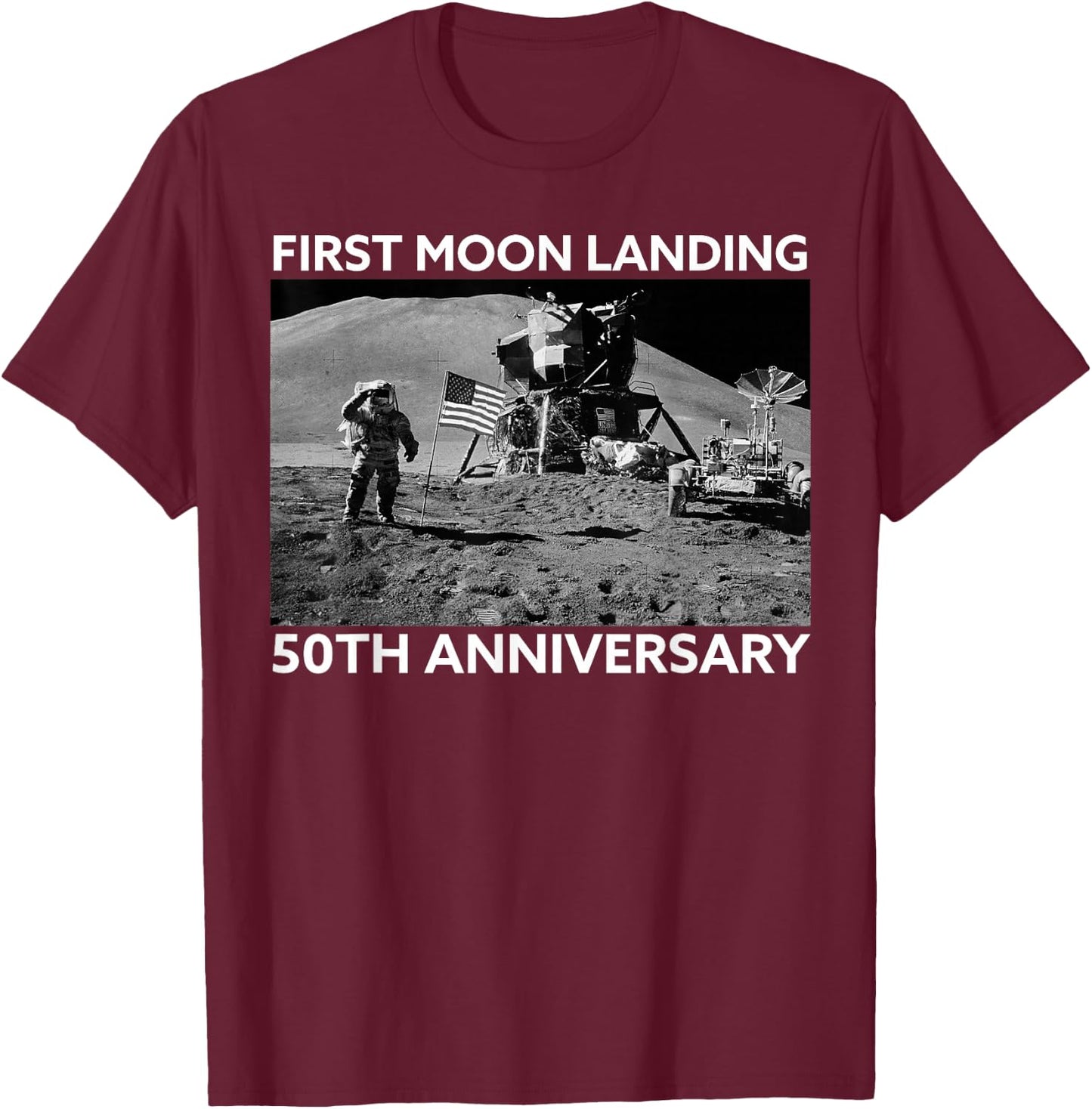 Space Design First Moon Landing 50th Anniversary T-Shirt - T-Shirt | Maroon