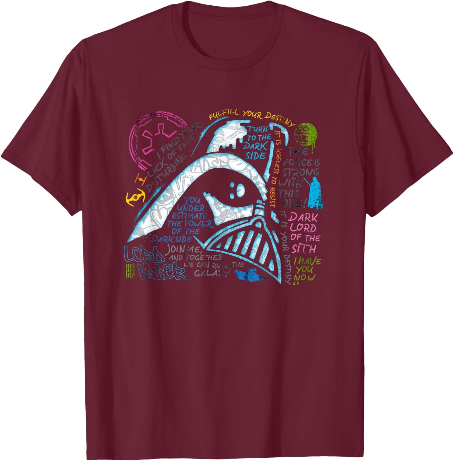 Star Wars Darth Vader Neon Chalkboard Art Quotes T-Shirt - T-Shirt | Maroon