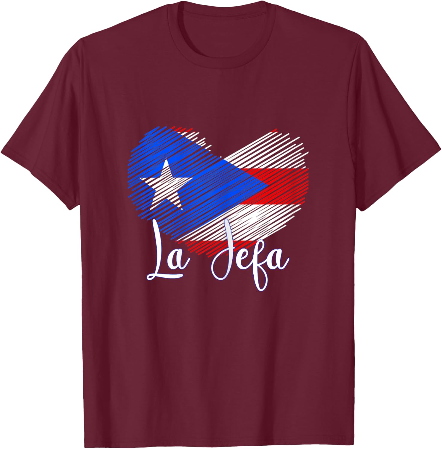 Boricua Jefa Puerto Rico Heart Flag Boricua Mom mothers day T-Shirt - T-Shirt | Maroon