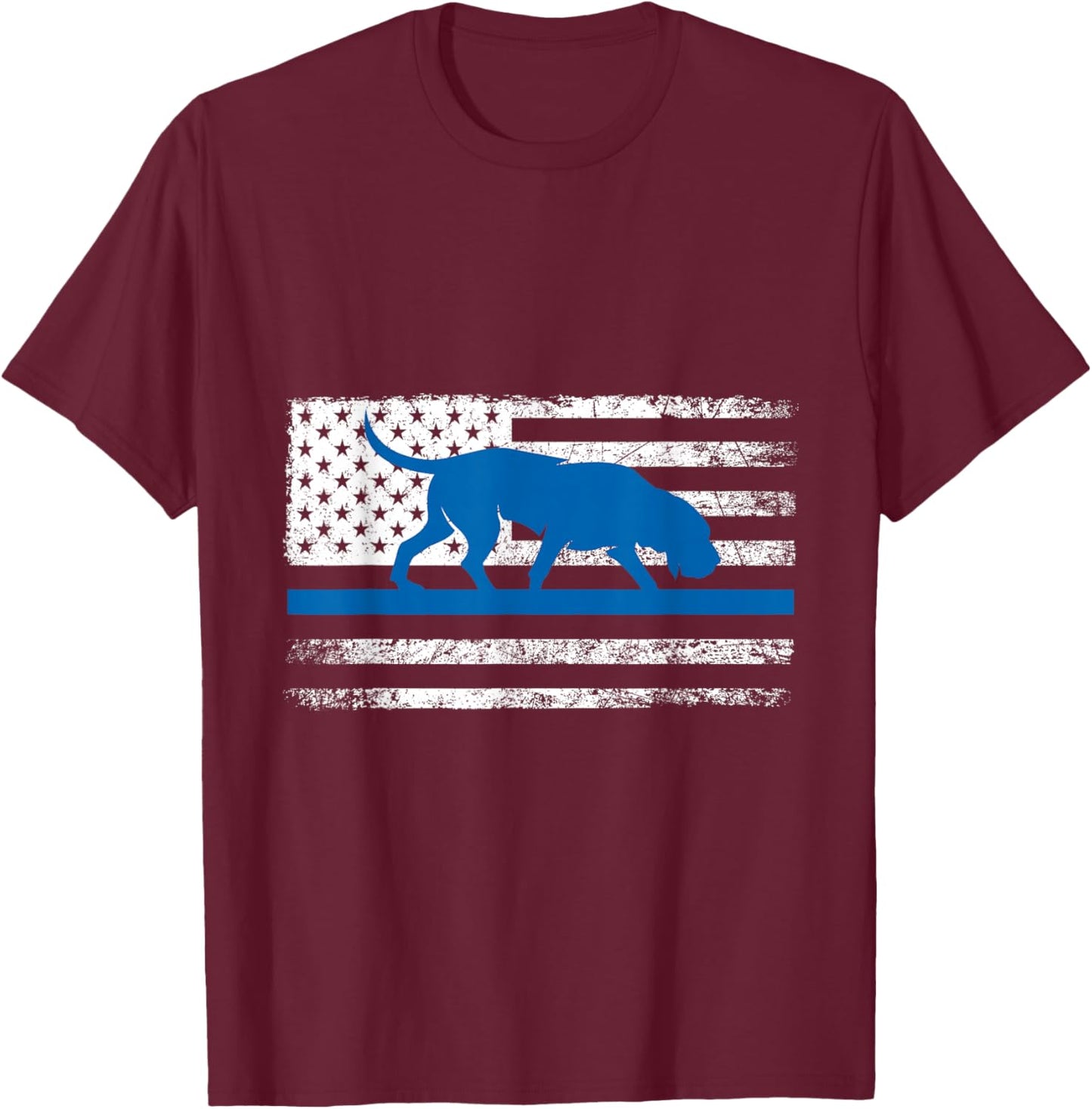 Bloodhound K9 Police Officer USA Flag Thin Blue Line Gift T-Shirt - T-Shirt | Maroon