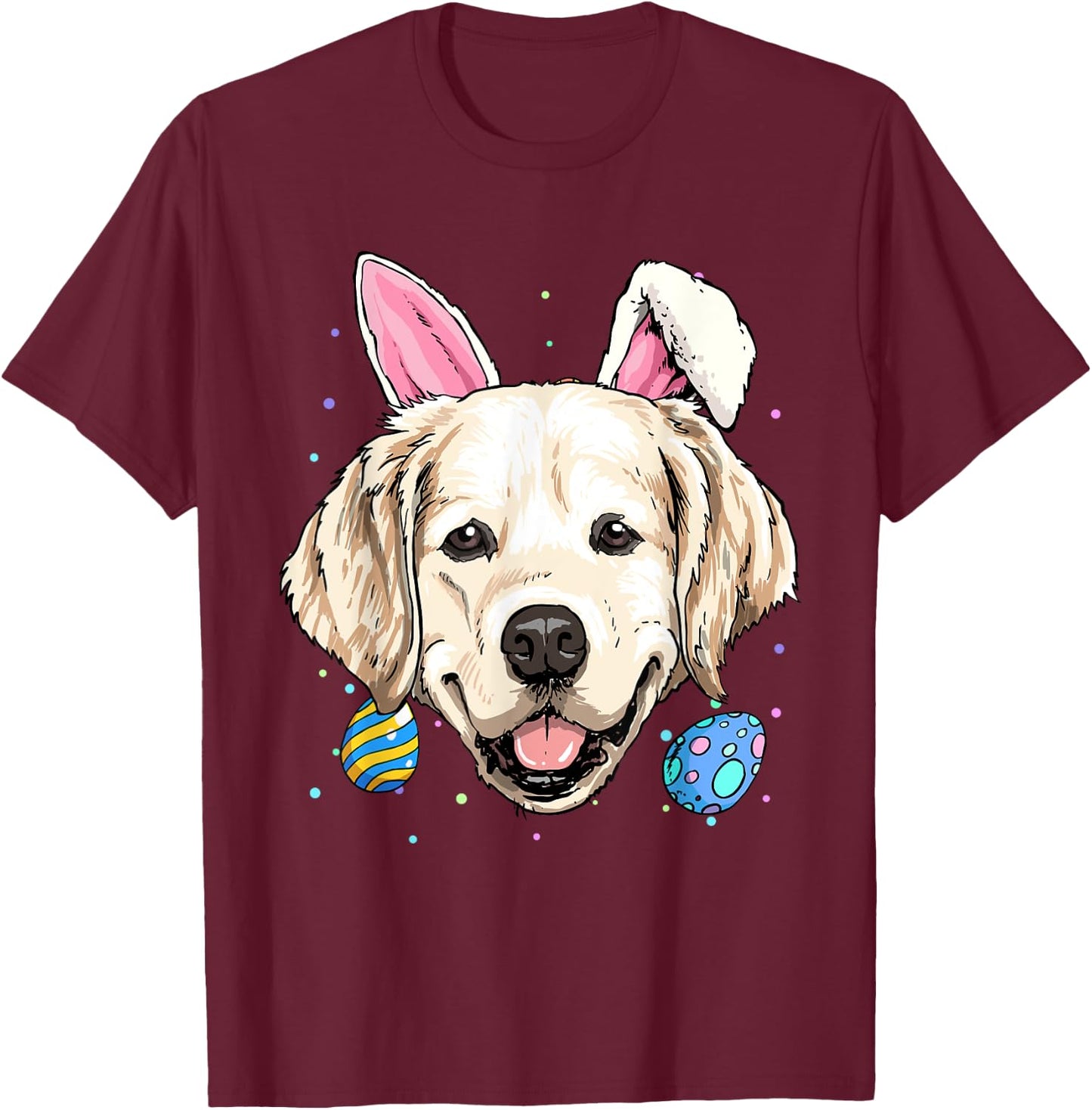 Happy Easter Bunny Golden Retriever Puppy Animal Dog Lover Women Kids T-Shirt - T-Shirt | Maroon