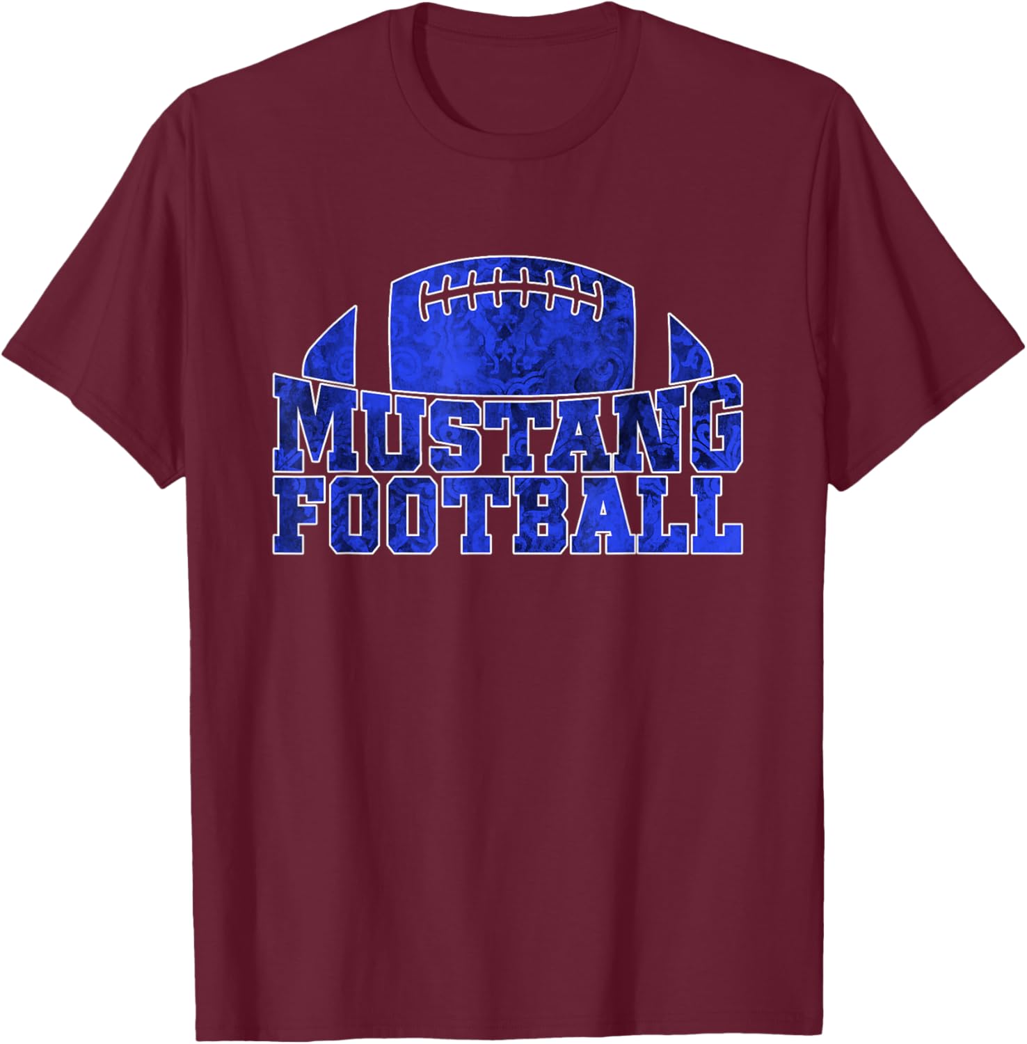Friendswood Mustangs Football Pattern Royal T-Shirt - T-Shirt | Maroon