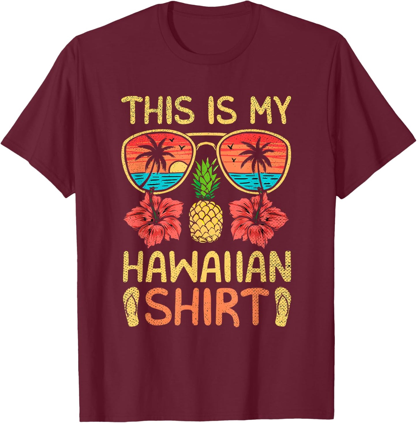 Tropical Flowers T-Shirt - T-Shirt | Maroon
