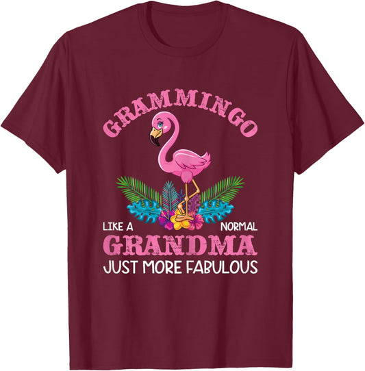 Tropical Pink Flamingo Funny Grammingo Like a Normal Grandma T-Shirt - T-Shirt | Maroon