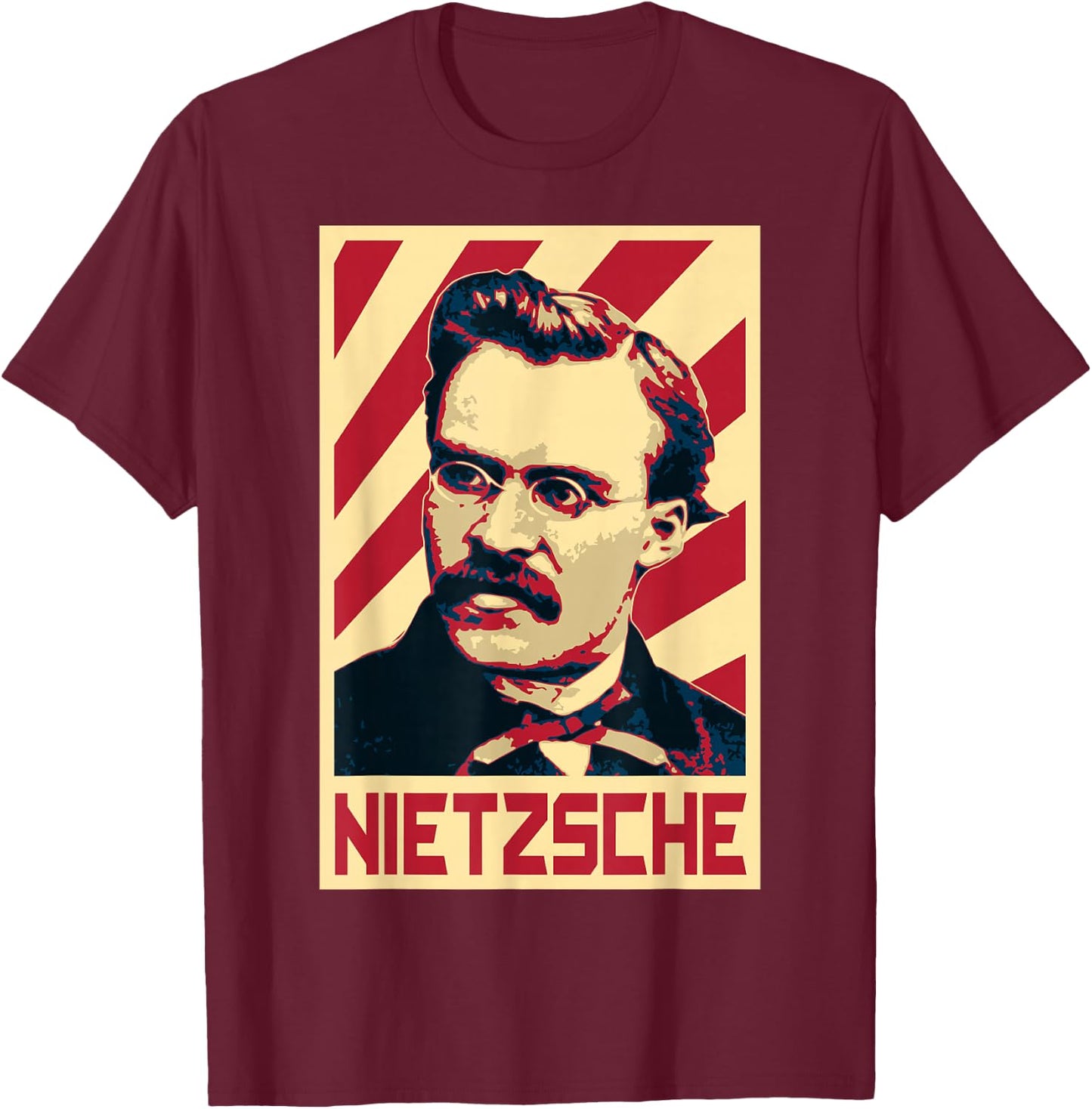 Friedrich Nietzsche Retro Propaganda T-Shirt - T-Shirt | Maroon