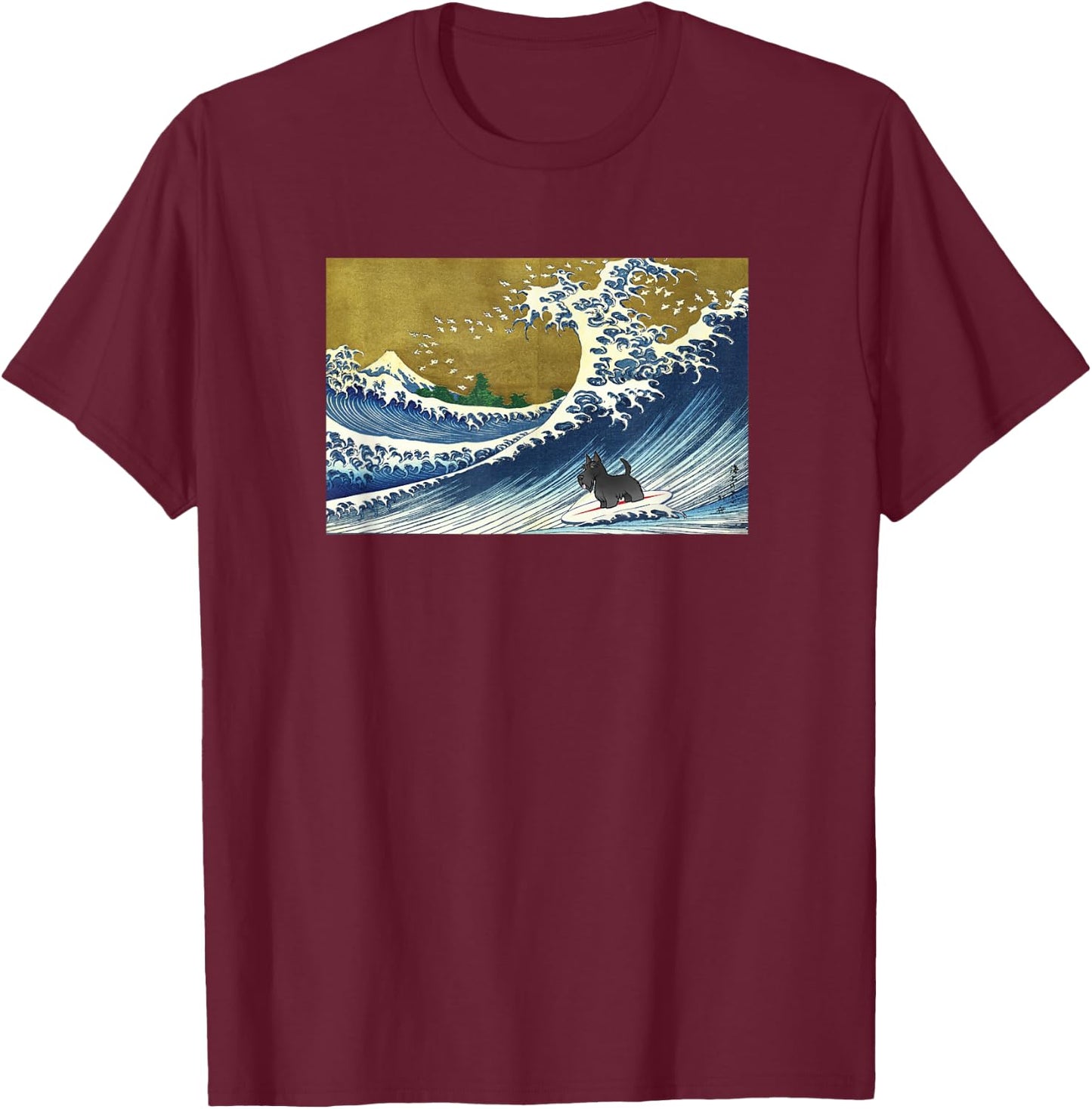 Cute Surfing Scottish Terrier Lover Men Women Kids T-Shirt - T-Shirt | Maroon