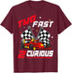 Two Fast 2 Curious Racing 2nd Birthday Pit Crew 2yr Year Old T-Shirt - T-Shirt | Maroon