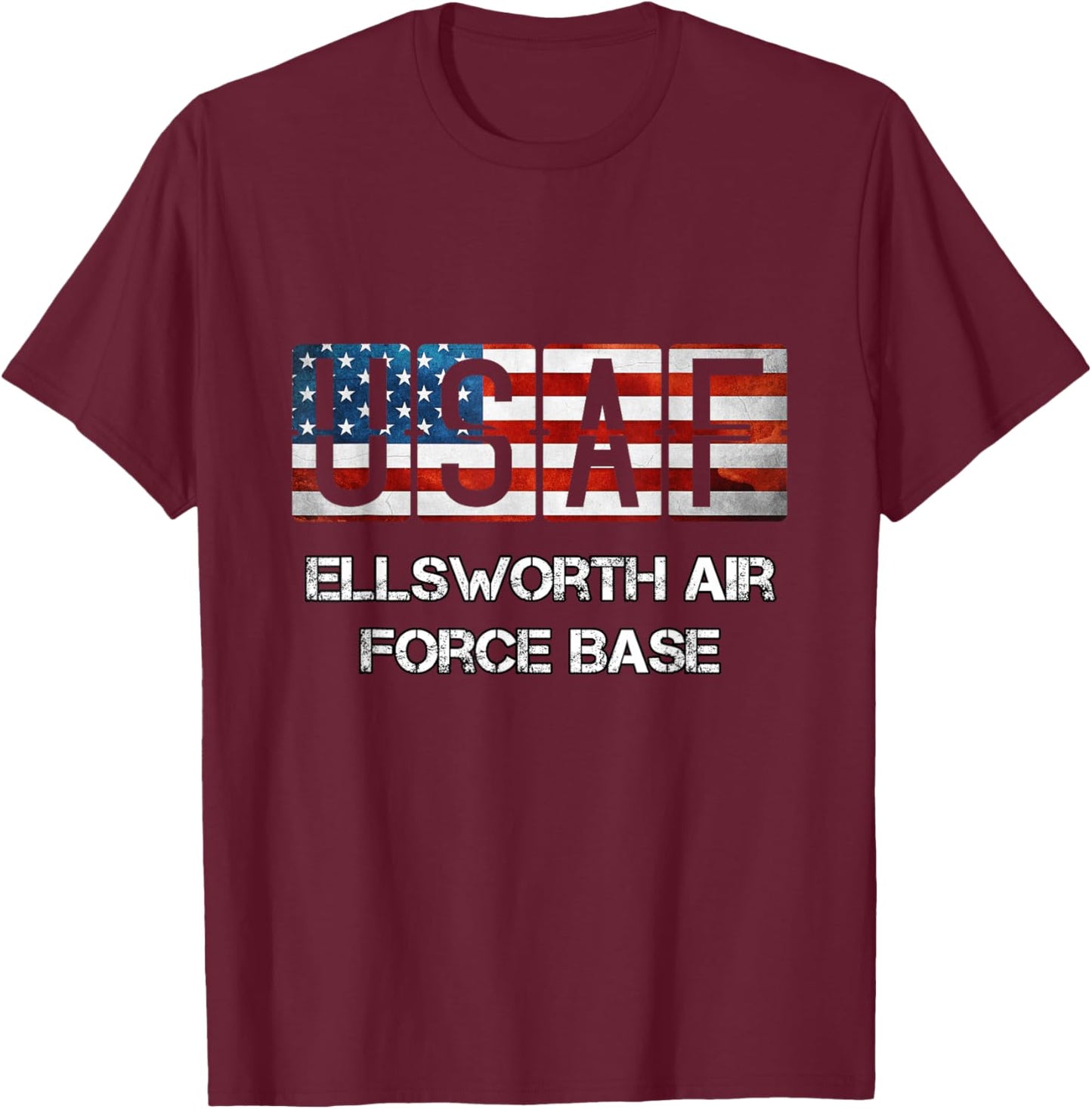 Ellsworth Air Force Base Distressed T-Shirt - T-Shirt | Maroon