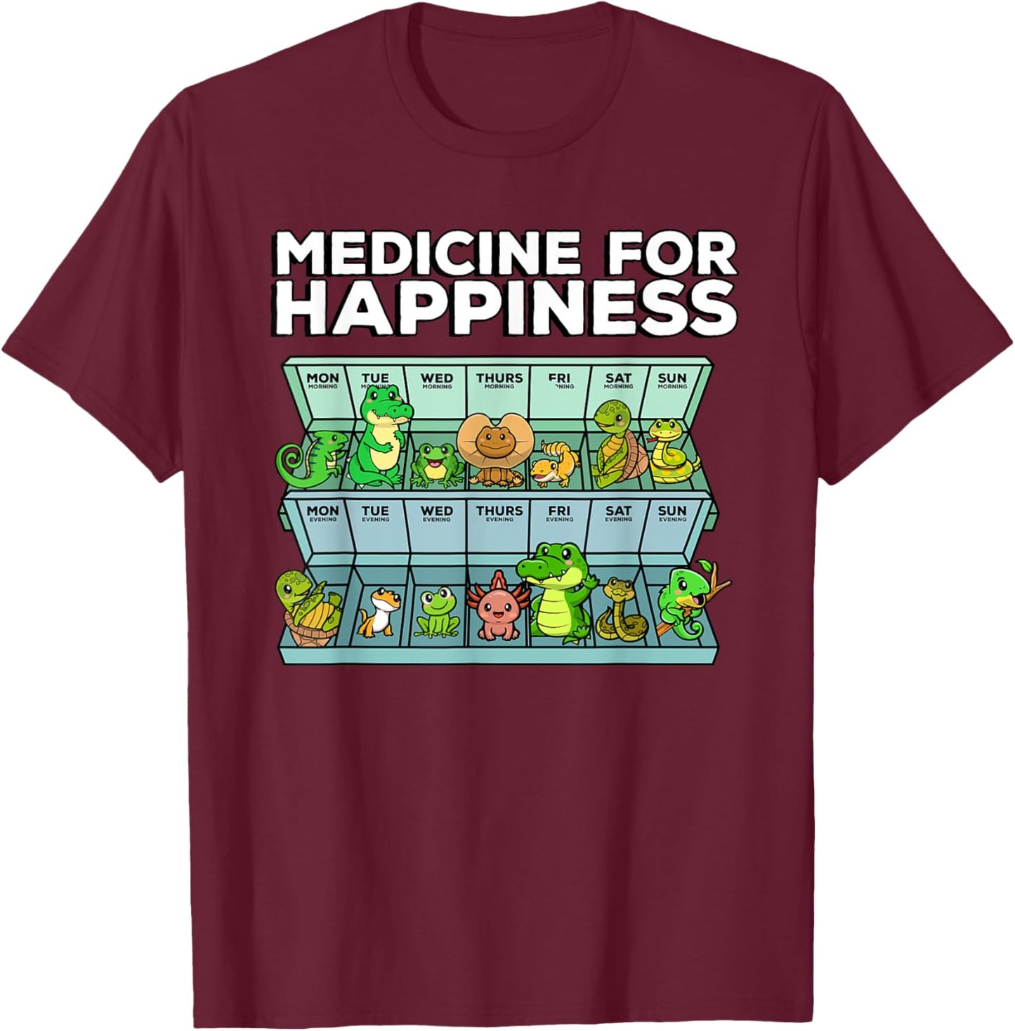 Medicine For Happiness Reptile Wildlife Animal Rescuer T-Shirt - T-Shirt | Maroon