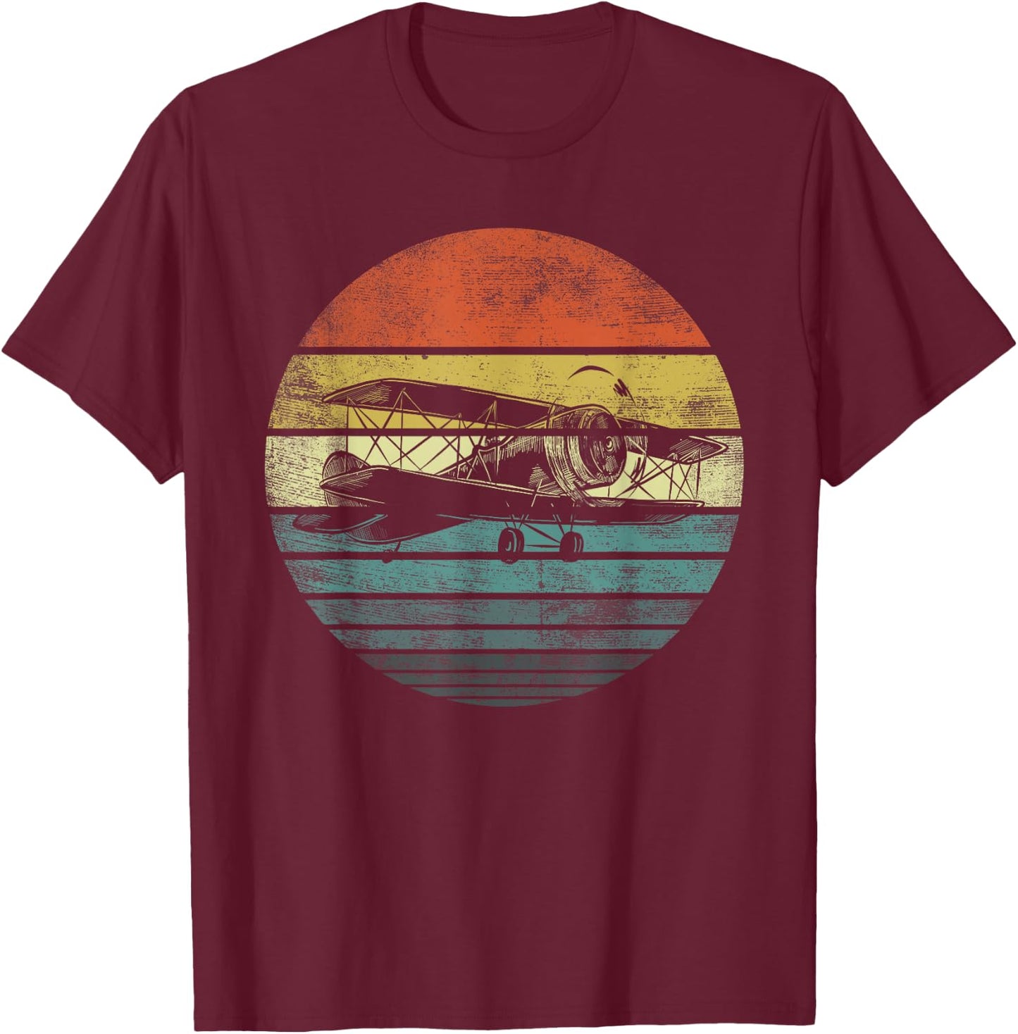 Aviator Pilot Gifts Funny Retro Bi-Plane Airplane Aviation Small T-Shirt - T-Shirt | Maroon