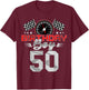 Racing Car 50th Birthday Boy Race Car 50 Year Old B-Day T-Shirt - T-Shirt | Maroon