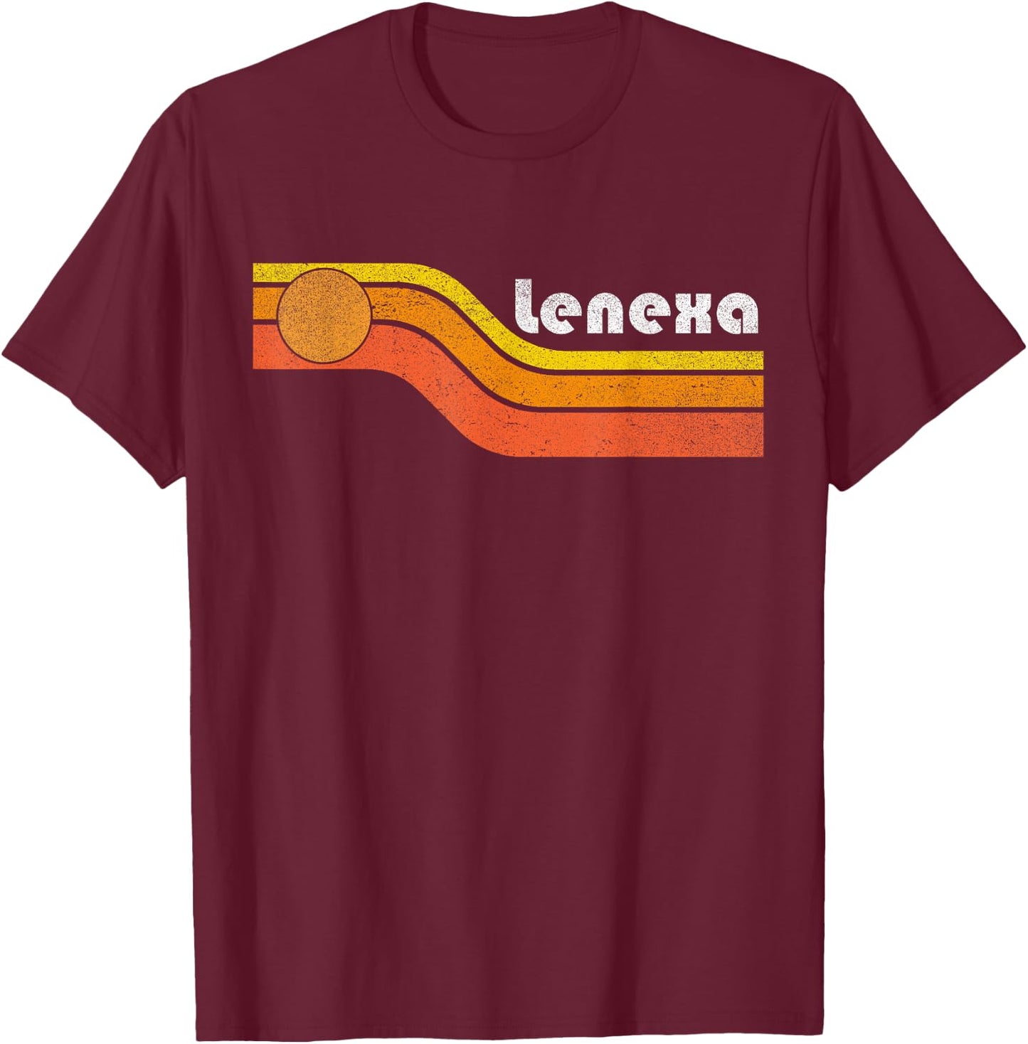 Lenexa - Vintage Men Women 70s 80s Graphic Cool Retro T-Shirt - T-Shirt | Maroon