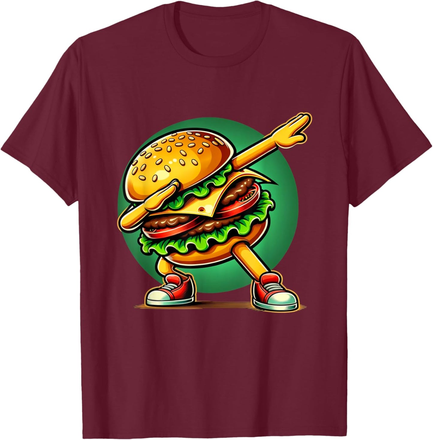 Burger Dabbing Dancing Funny Burger Hamburger Food Foodie T-Shirt - T-Shirt | Maroon