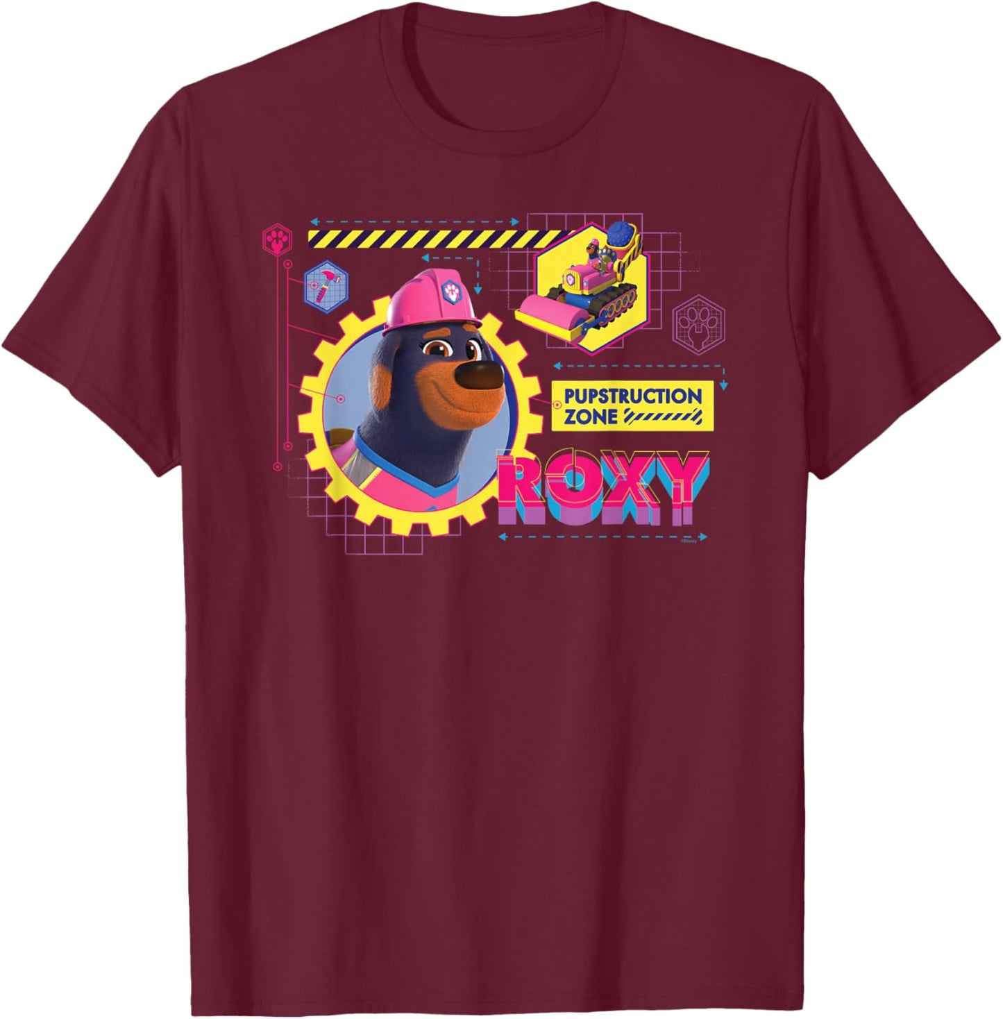 Disney Junior Pupstruction Zone Roxy Rottweiler Steamroller T-Shirt - T-Shirt | Maroon
