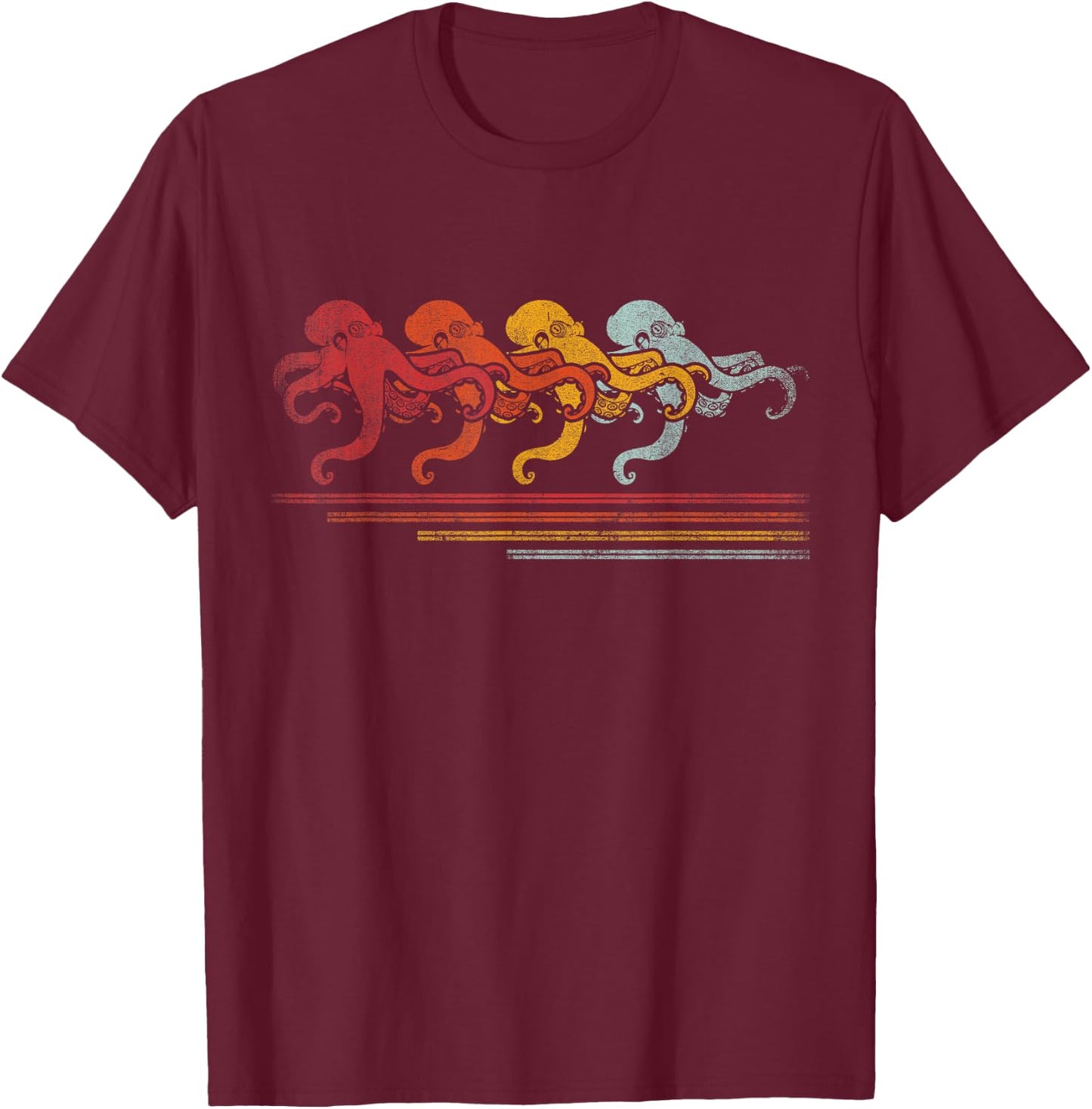 Vintage Octopus T-Shirt - T-Shirt | Maroon