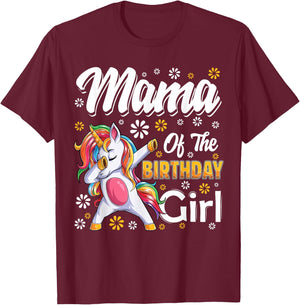 awesome dabbing unicorn birthday Mama Family Matching T-Shirt - T-Shirt | Maroon