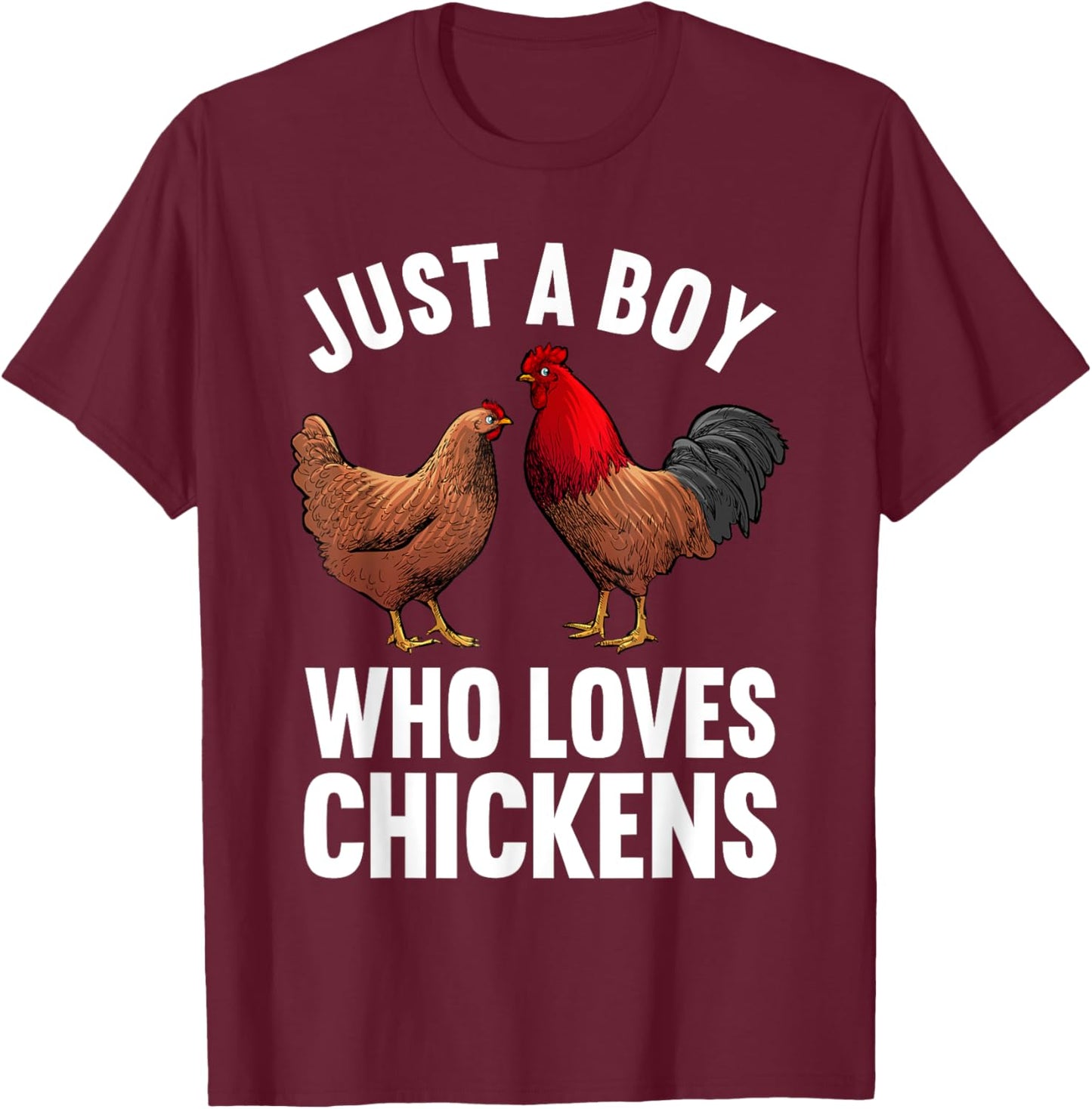 Funny Chicken Art Boys Farm Animal Chicken Farmer T-Shirt - T-Shirt | Maroon