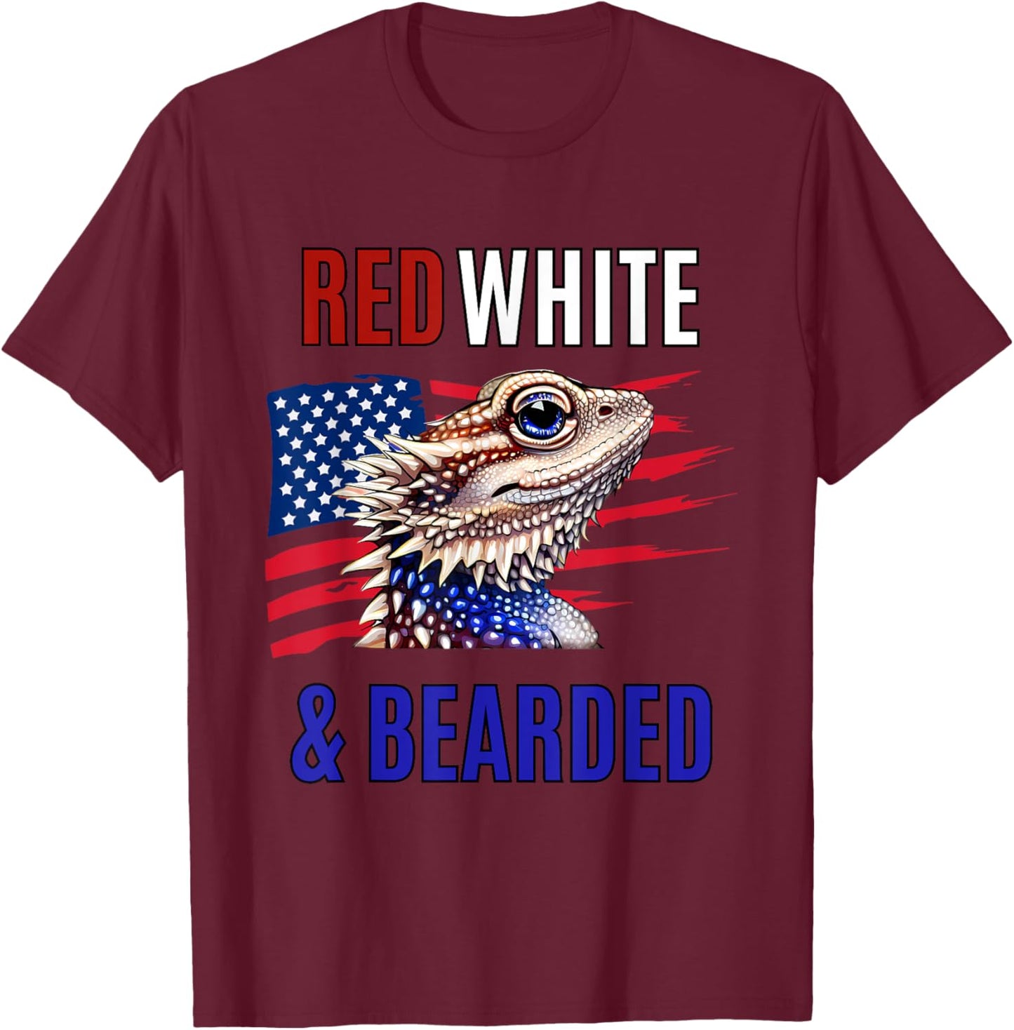 Bearded Dragon American Flag 4th of July Independence Day T-Shirt - T-Shirt | Maroon