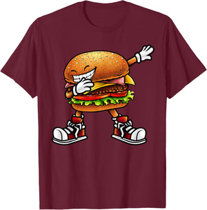 Funny Hamburger Women Kids Cheeseburger Fast Food T-Shirt - T-Shirt | Maroon