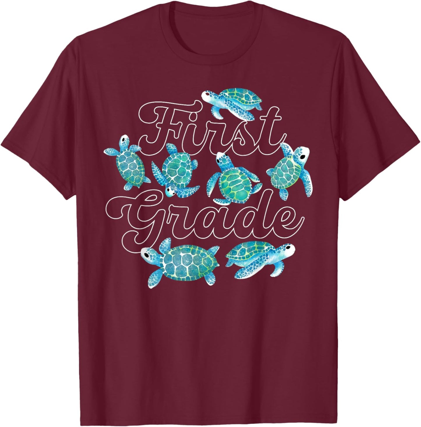 First Grade Teacher Turtle Ocean Animal Pet Lover Baby T-Shirt - T-Shirt | Maroon