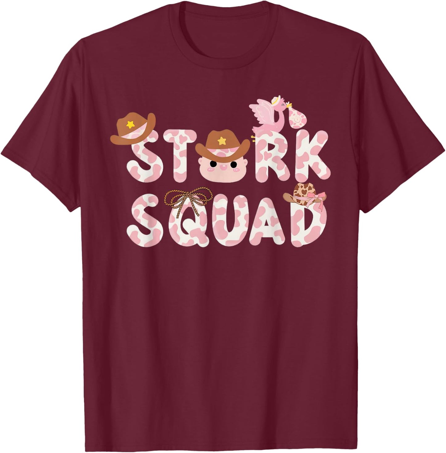 Western Labor And Delivery Nurse Stork Squad Nurse Week T-Shirt - T-Shirt | Maroon