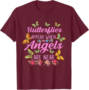 Butterflies Appear When Angels are Near Butterfly T-Shirt - T-Shirt | Maroon