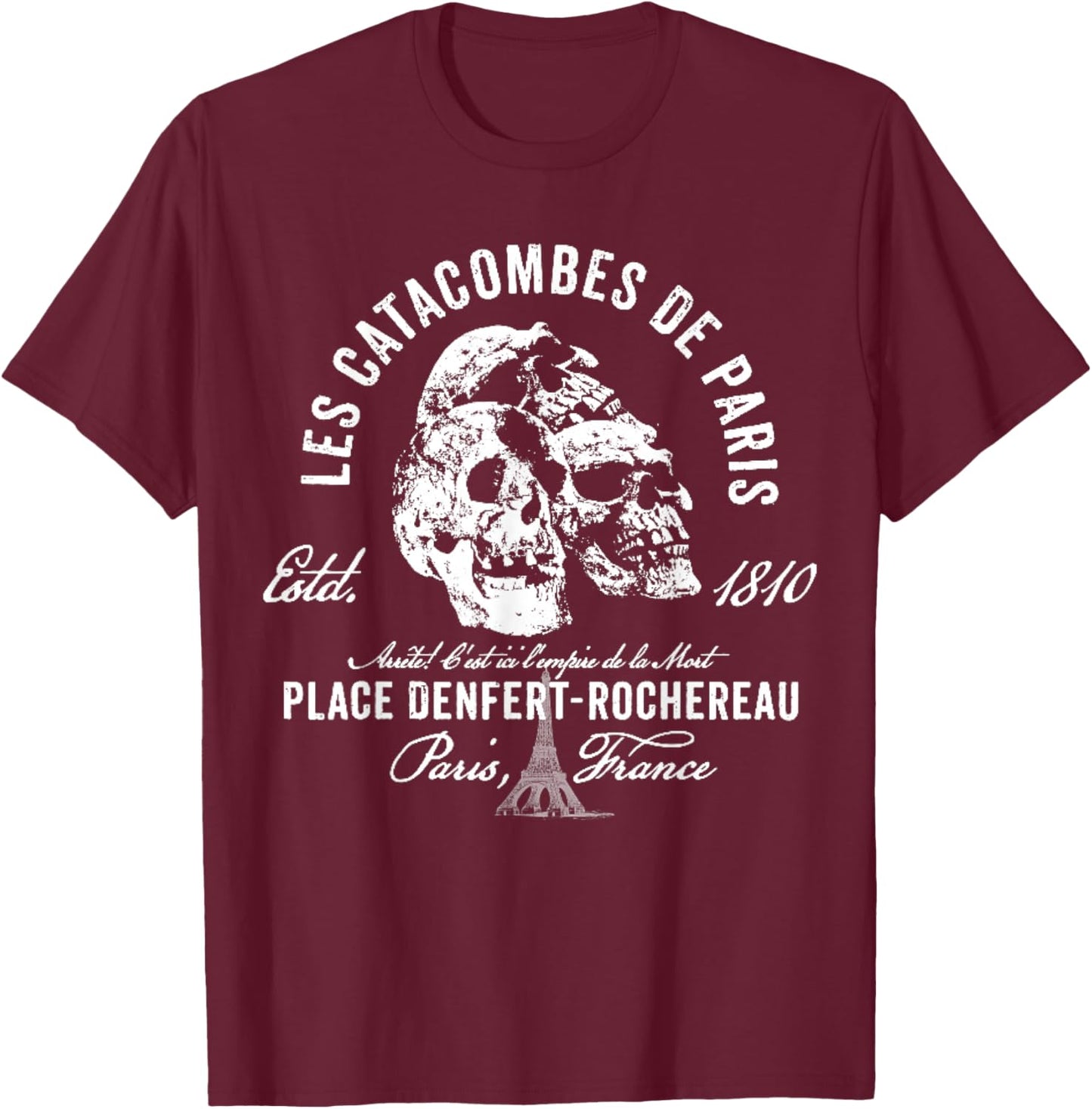 Vintage Paris Catacombs 1810 T-Shirt - T-Shirt | Maroon