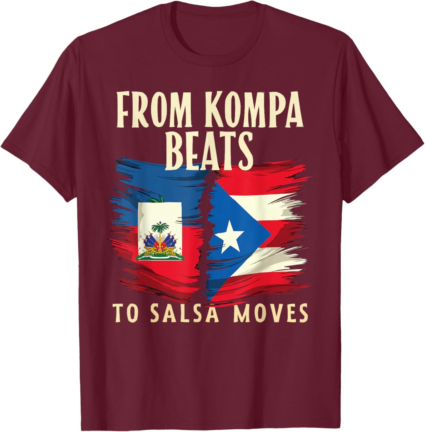 Half Haitian Half Puerto Rican Puerto Rico Flag Haiti T-Shirt - T-Shirt | Maroon