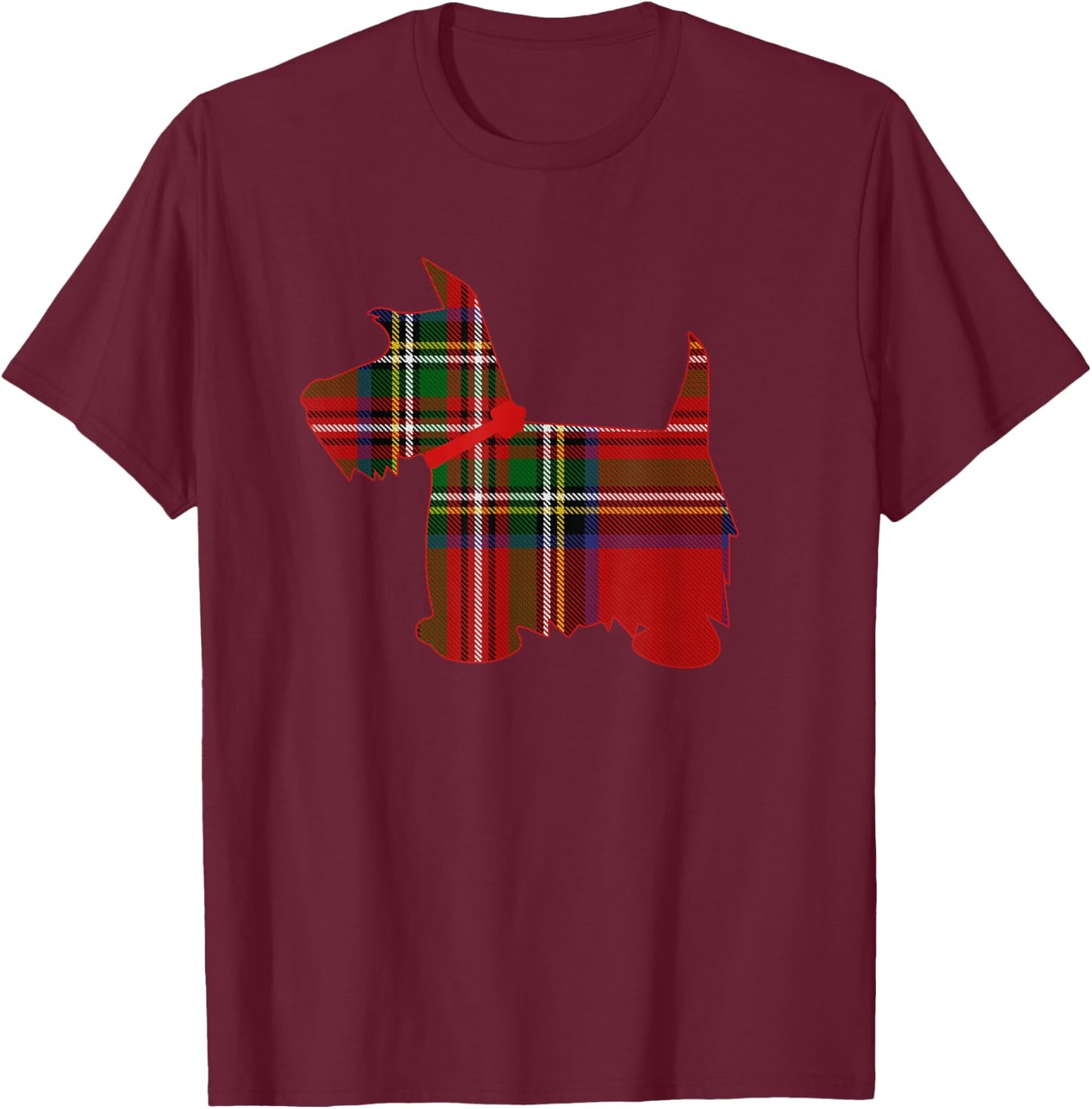 Scottie Dog Scottish Terrier Royal Stewart Tartan Red Plaid T-Shirt - T-Shirt | Maroon