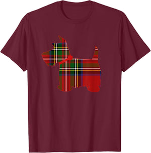 Scottie Dog Scottish Terrier Royal Stewart Tartan Red Plaid T-Shirt - T-Shirt | Maroon