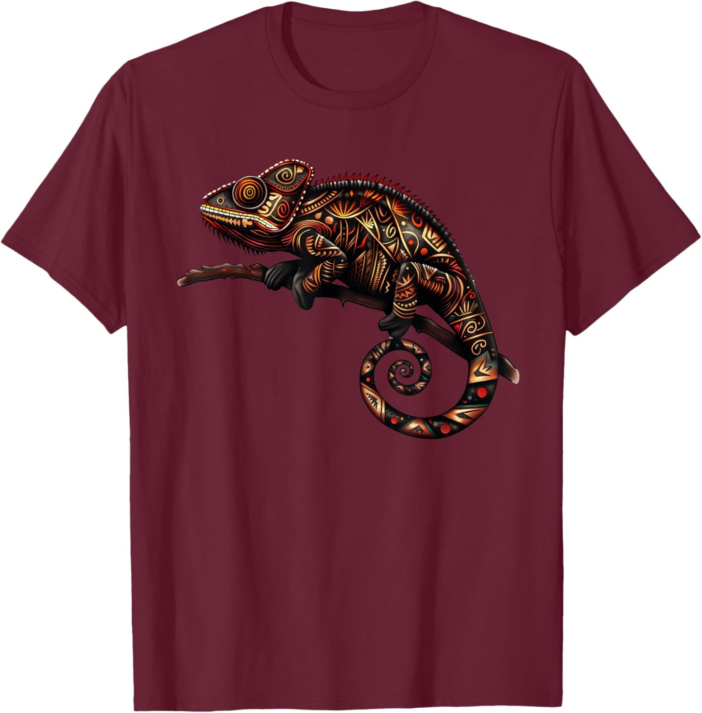 Tribal Hawaiian Chameleon Shirt - Hawaiian Tribal T-Shirt - T-Shirt | Maroon