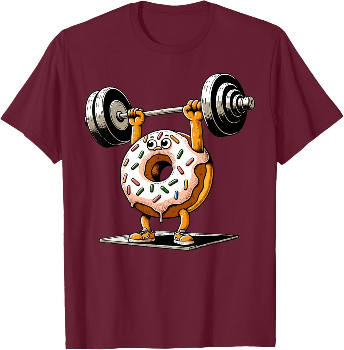 Weightlifting - Funny Fitness Workout Gym Donut Lover T-Shirt - T-Shirt | Maroon