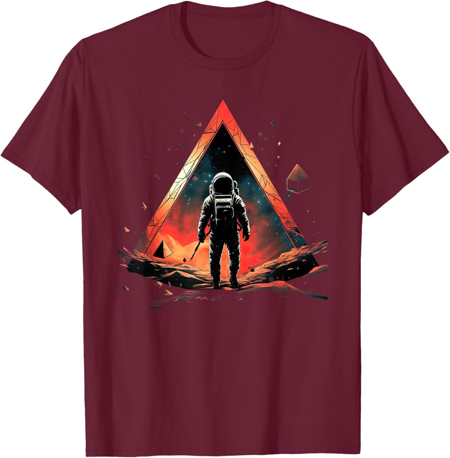 Funny Astronaut With Planets In Solar System Spaceman T-Shirt - T-Shirt | Maroon