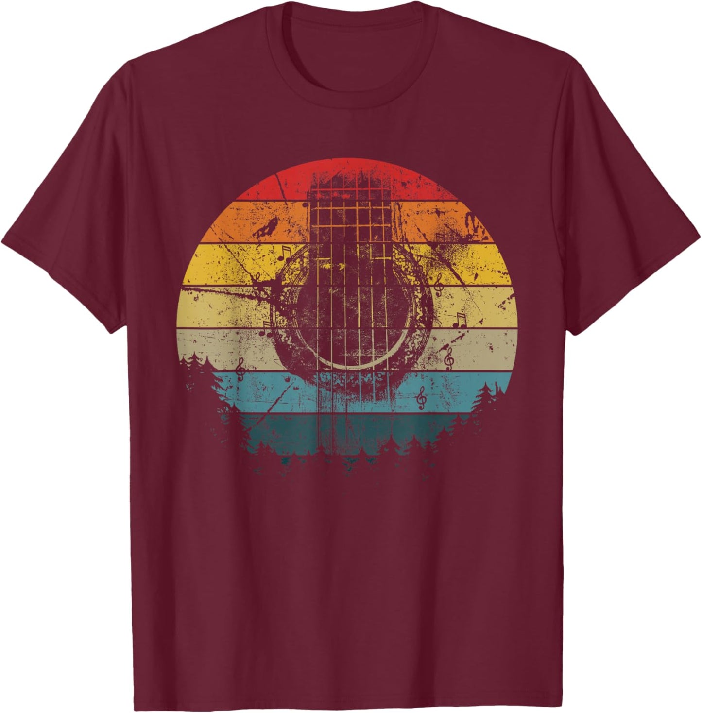 Guitar Rock n Roll Bass Instrument Vintage Metal T-Shirt - T-Shirt | Maroon