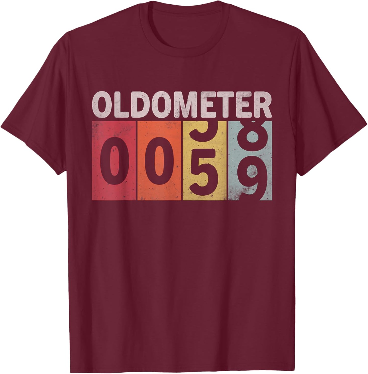 Oldometer 58-59 Funny 59 Years Old Birthday T-Shirt - T-Shirt | Maroon