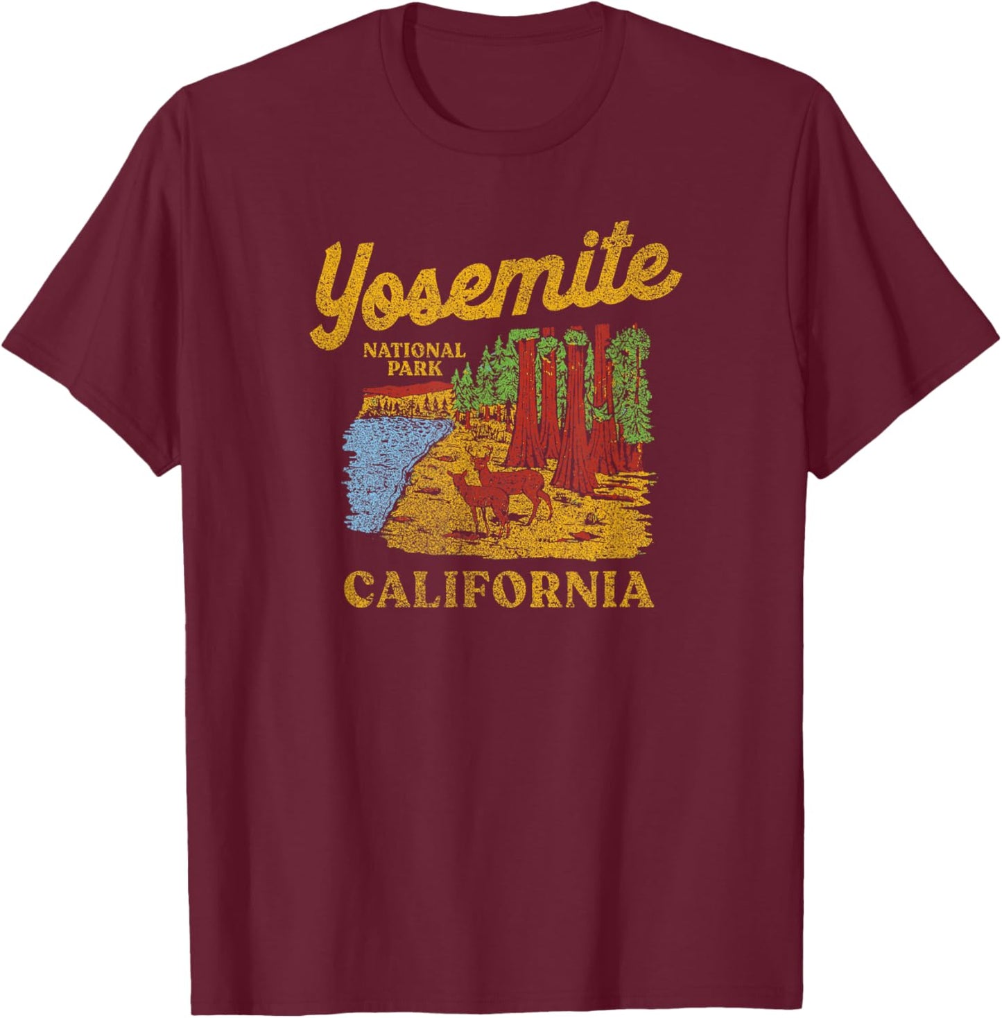 Yosemite National Park Redwoods Graphic T-Shirt - T-Shirt | Maroon
