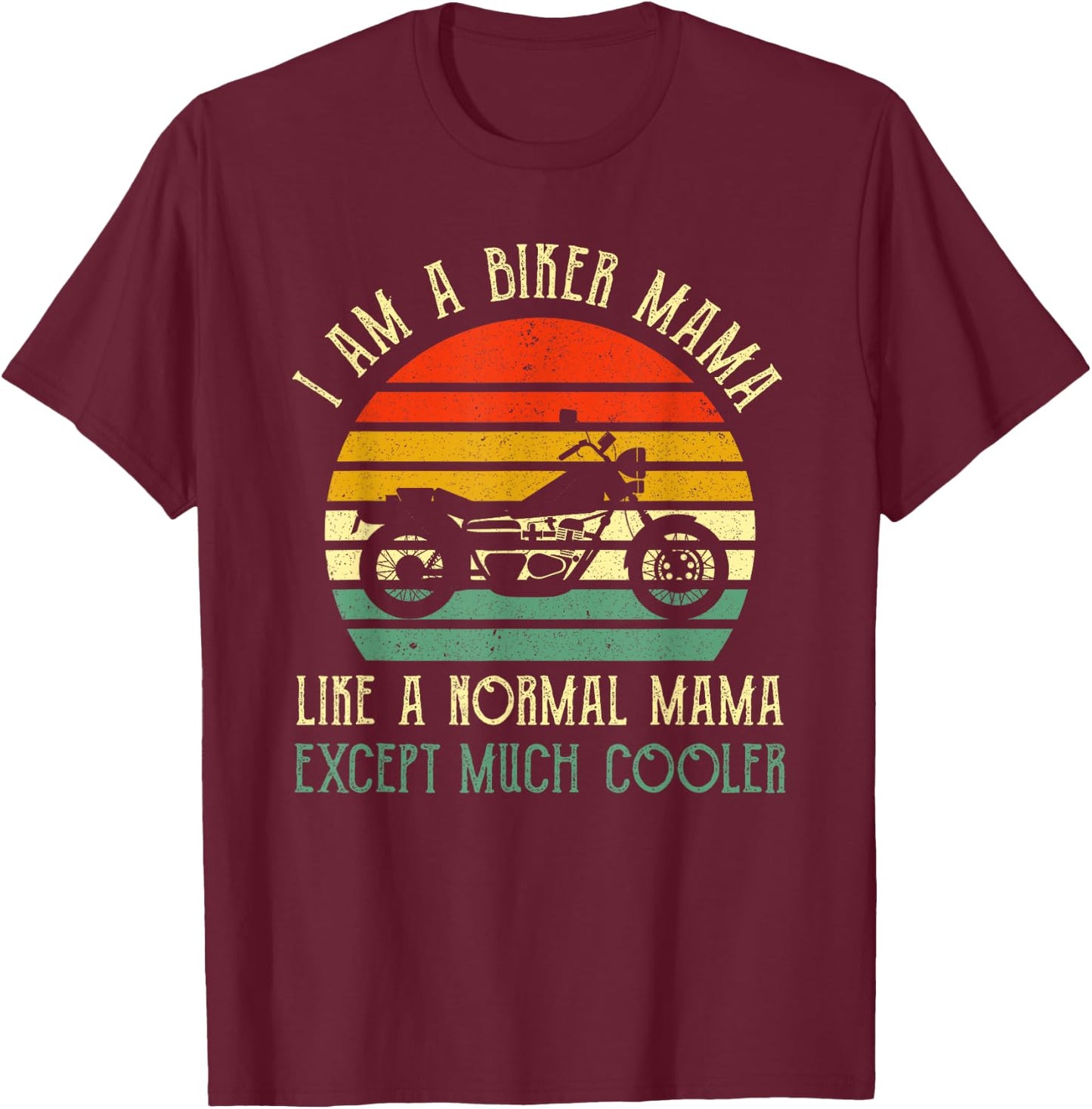 Motorcycle Biker Mama Rider Riding Motorbike Mothers Day T-Shirt - T-Shirt | Maroon