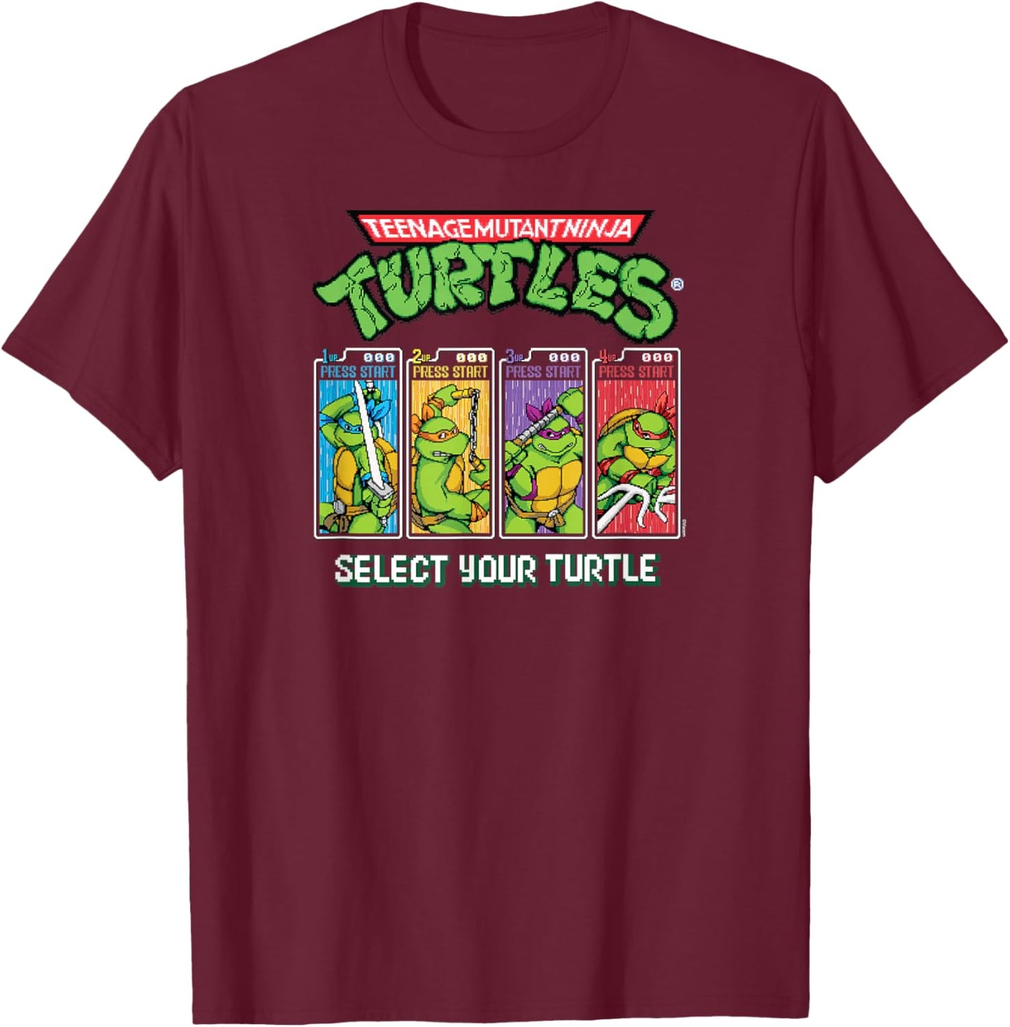 Teenage Mutant Ninja Turtles - Select Your Turtle Video Game T-Shirt - T-Shirt | Maroon
