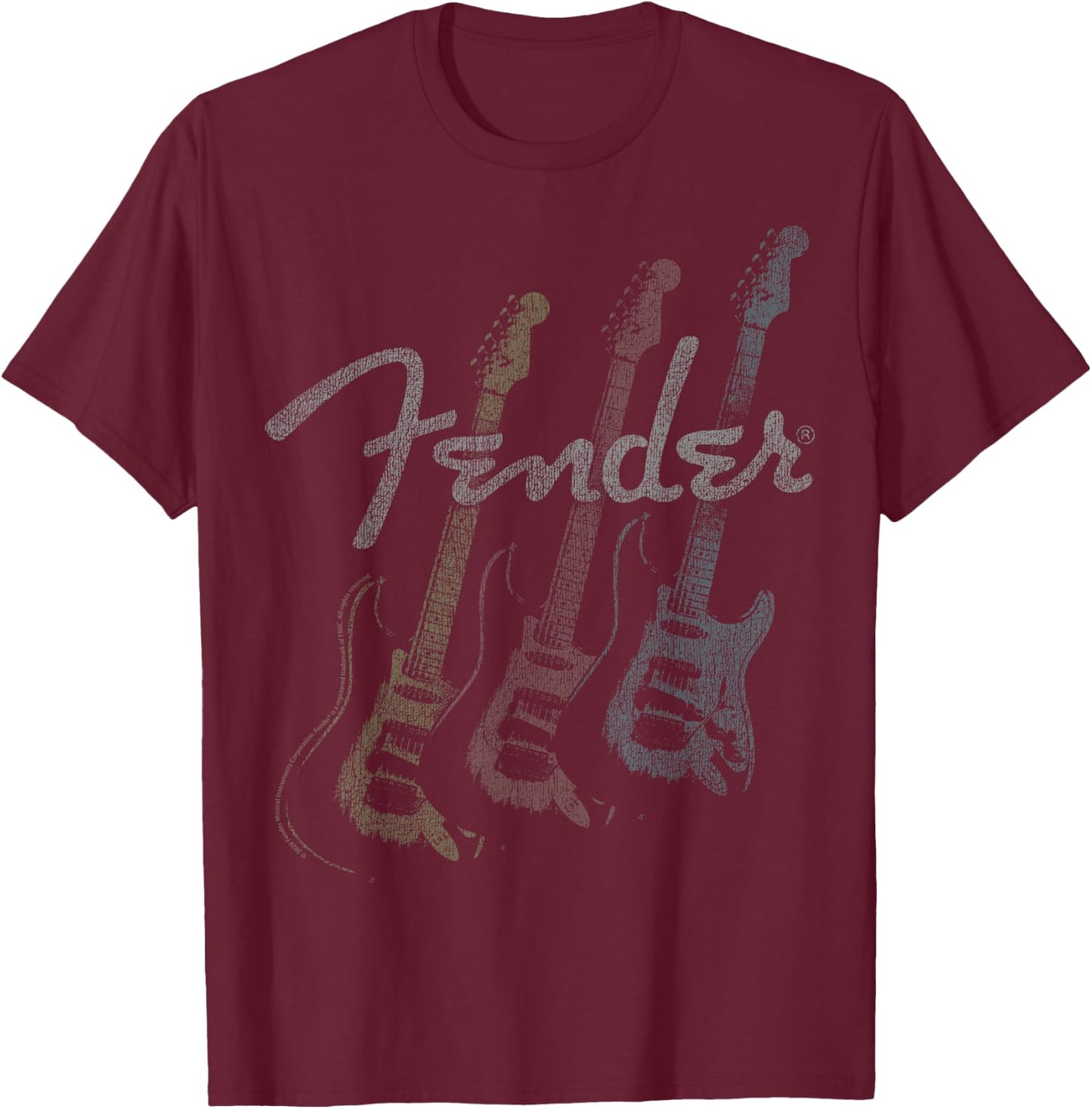 Fender Stacked Guitar Faded Logo T-Shirt - T-Shirt | Maroon