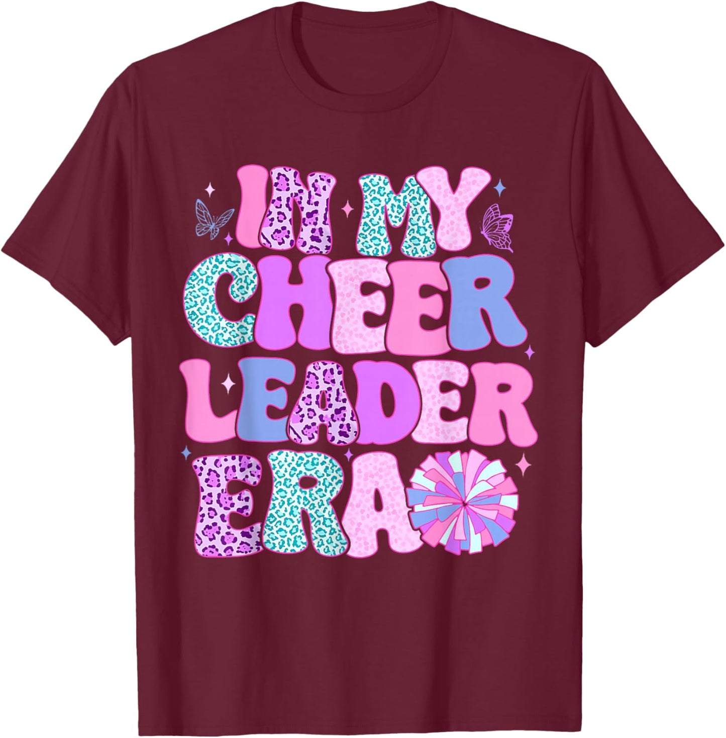 In My Cheer Leader Era Youth Cheerleader Cheerleading T-Shirt - T-Shirt | Maroon